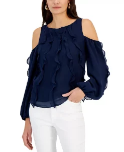 INC International Concepts Women's Ruffled Cold-Shoulder Top, Created For Macy's 8 INC International Concepts Women's Ruffled Cold-Shoulder Top, Created For Macy's -VINCE CAMUTO Shop 22779518 fpx