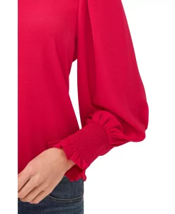 CeCe Women's Solid Smocked-Cuff V-Neck Charmeuse Blouse -VINCE CAMUTO Shop 22780315 fpx