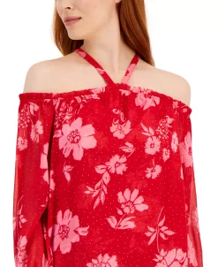 INC International Concepts Women's Floral Print Cold-Shoulder Blouse, Created For Macy's -VINCE CAMUTO Shop 22783324 fpx