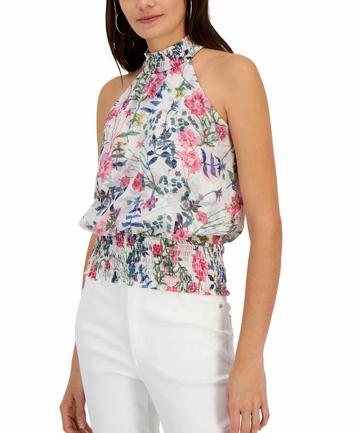 INC International Concepts Women's Printed Smocked Blouse, Created For Macy's 1 INC International Concepts Women's Printed Smocked Blouse, Created For Macy's