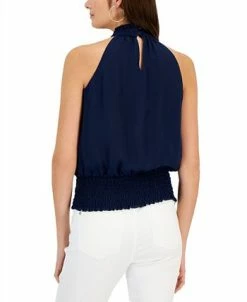Alternative view of INC International Concepts Women's Smocked Mock Neck Blouse, Created For Macy's