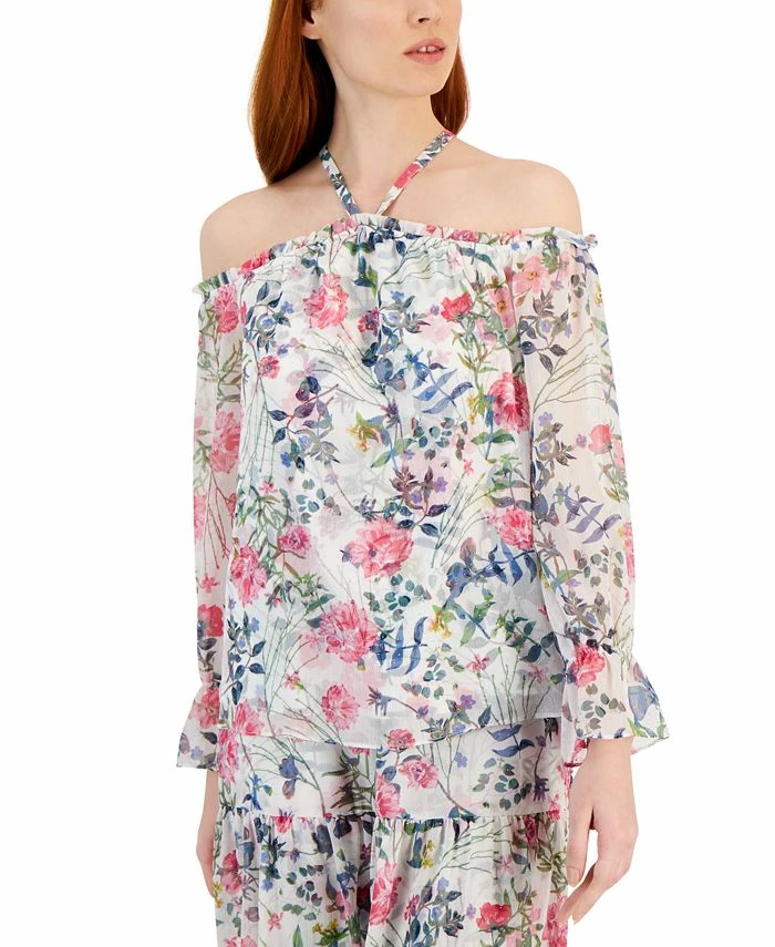INC International Concepts Women's Floral Print Cold-Shoulder Blouse, Created For Macy's 1 INC International Concepts Women's Floral Print Cold-Shoulder Blouse, Created For Macy's