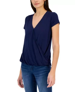INC International Concepts Women's Draped Surplice Top, Created For Macy's -VINCE CAMUTO Shop 22783887 fpx