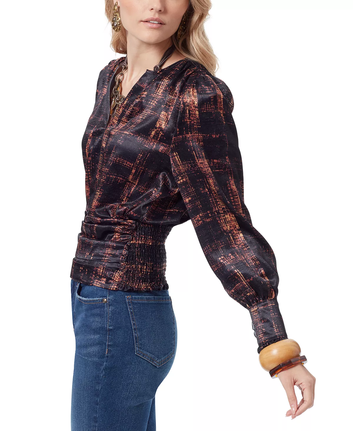 Sam Edelman Women's Edith Abstract Pleated-Waist Top 3 Sam Edelman Women's Edith Abstract Pleated-Waist Top - Image 3