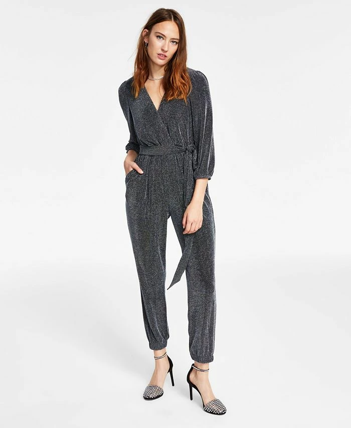 INC International Concepts Metallic Belted Jumpsuit, Created For Macy's 1 INC International Concepts Metallic Belted Jumpsuit, Created For Macy's