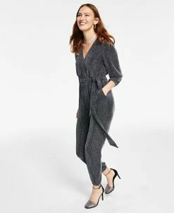 INC International Concepts Metallic Belted Jumpsuit, Created For Macy's 8 INC International Concepts Metallic Belted Jumpsuit, Created For Macy's -VINCE CAMUTO Shop 22813872 fpx