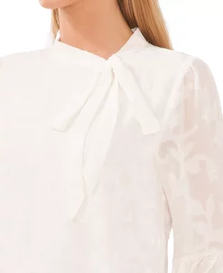 CeCe Women's Clip Jacquard Long-Sleeve Bow Blouse -VINCE CAMUTO Shop 22836257 fpx