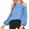 CeCe Women's Cold-Shoulder Lantern Long-Sleeve Blouse