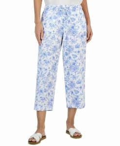 Charter Club Women's Linen Toile Cropped Pants, Created For Macy's