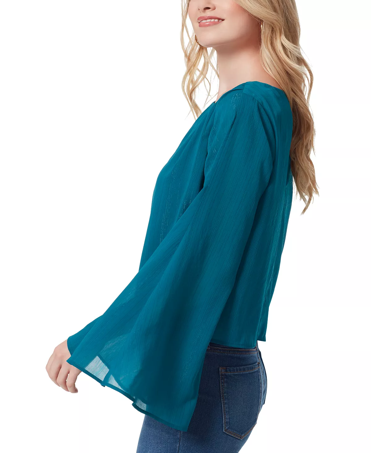 Jessica Simpson Women's Monique Ruched Trumpet-Sleeve Top 6 Jessica Simpson Women's Monique Ruched Trumpet-Sleeve Top - Image 6