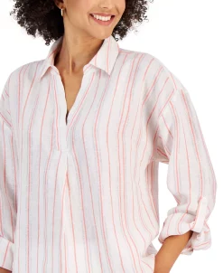 Charter Club Women's Linen Metallic-Stripe Top, Created For Macy's 6 Charter Club Women's Linen Metallic-Stripe Top, Created For Macy's -VINCE CAMUTO Shop 22897189 fpx