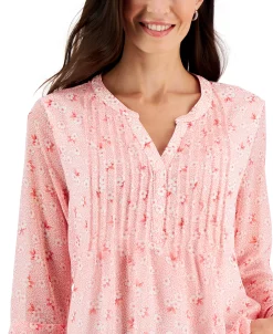 Charter Club Women's Floral-Print Pintuck Top, Created For Macy's 5 Charter Club Women's Floral-Print Pintuck Top, Created For Macy's -VINCE CAMUTO Shop 22916320 fpx