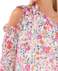 CeCe Women's Floral-Print Asymmetric Bow Top -VINCE CAMUTO Shop 22927281 fpx