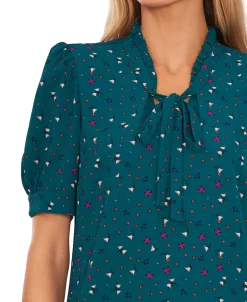 CeCe Women's Floral-Print Puff-Sleeve Tie-Neck Top 11 CeCe Women's Floral-Print Puff-Sleeve Tie-Neck Top -VINCE CAMUTO Shop 22936024 fpx