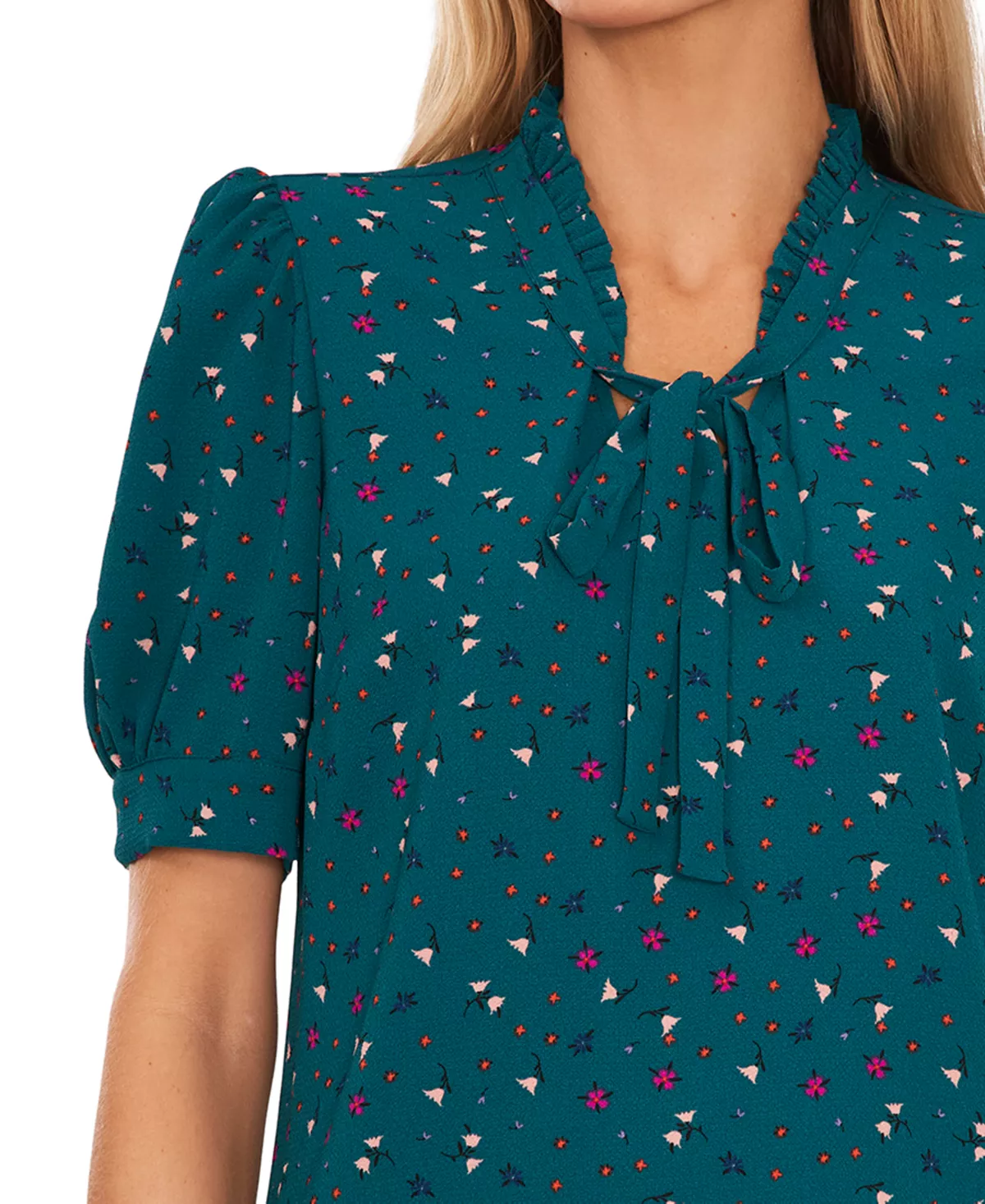 CeCe Women's Floral-Print Puff-Sleeve Tie-Neck Top 5 CeCe Women's Floral-Print Puff-Sleeve Tie-Neck Top - Image 5