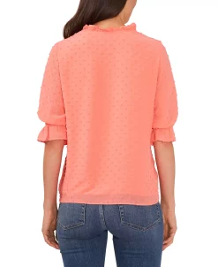 CeCe Split-Neck Clip-Dot Blouse 4 CeCe Split-Neck Clip-Dot Blouse -VINCE CAMUTO Shop 22938498 fpx