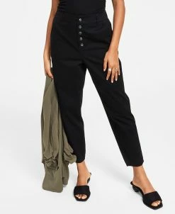 Bar III Women's Button Fly High Rise Tapered Pants, Created For Macy's