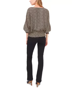 Vince Camuto Printed Smocked-Hem Peasant Top -VINCE CAMUTO Shop 22947816 fpx