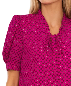 CeCe Women's Polka Dot Tie-Neck Puff-Sleeve Top -VINCE CAMUTO Shop 22948153 fpx