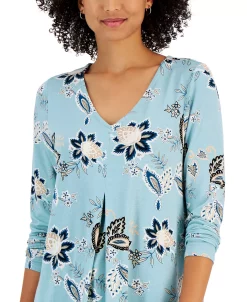 JM Collection Women's Printed V-Neck 3/4-Sleeve Tunic, Created For Macy's -VINCE CAMUTO Shop 22968014 fpx