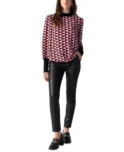 Sanctuary Women's Mixed-Media Mock Neck Long-Sleeve Top -VINCE CAMUTO Shop 22978773 fpx