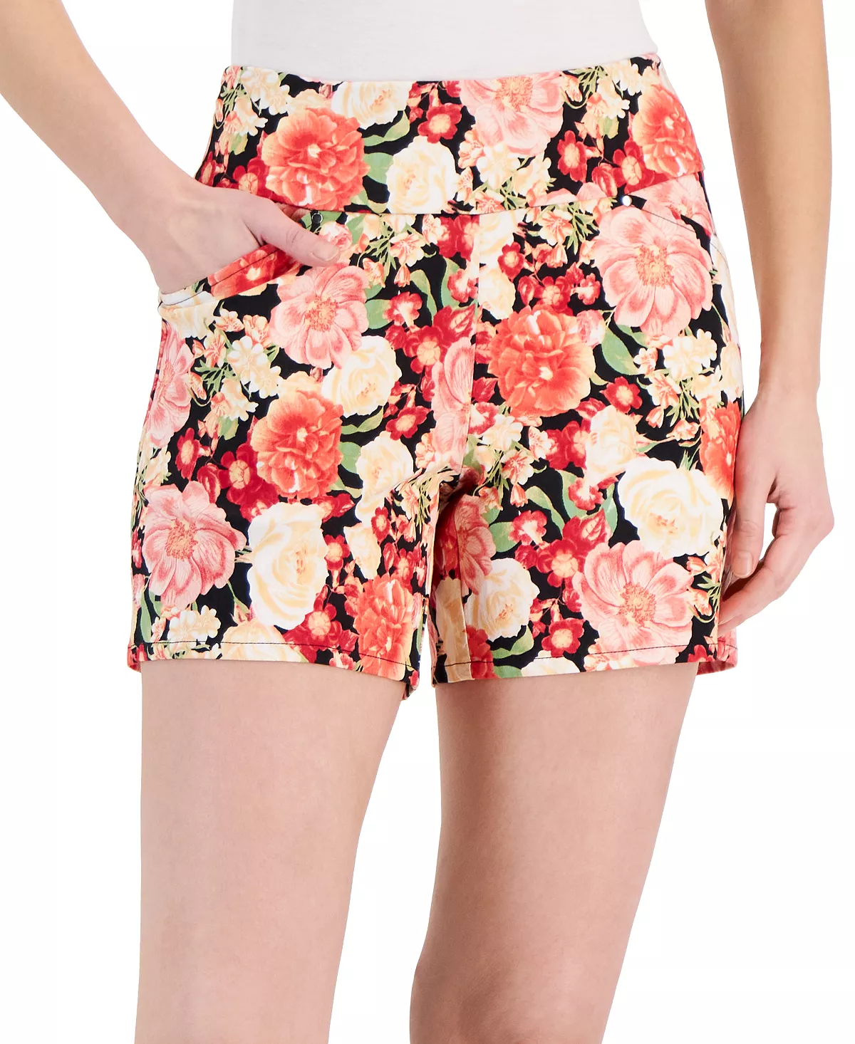 INC International Concepts Women's High Rise Floral-Print Shorts, Created For Macy's 3 INC International Concepts Women's High Rise Floral-Print Shorts, Created For Macy's - Image 3