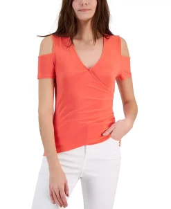 INC International Concepts Women's Cold-Shoulder V-Neck Top, Created For Macy's