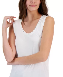 INC International Concepts Women's Embellished Scoop-Neck Tank Top, Created For Macy's -VINCE CAMUTO Shop 22987051 fpx