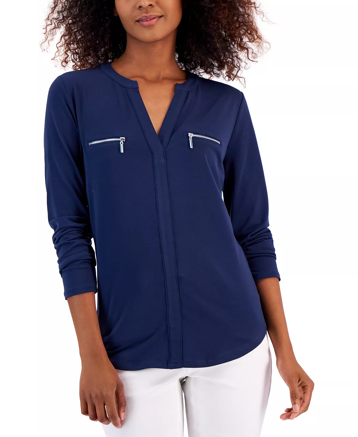 INC International Concepts Women's Zip-Pocket Blouse, Created For Macy's 6 INC International Concepts Women's Zip-Pocket Blouse, Created For Macy's - Image 6