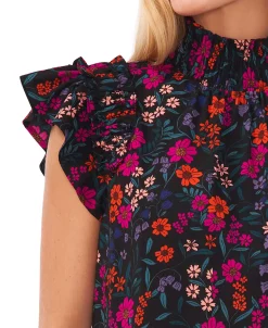 CeCe Women's Mock-Neck Floral-Print Flutter-Sleeve Top 6 CeCe Women's Mock-Neck Floral-Print Flutter-Sleeve Top -VINCE CAMUTO Shop 22988892 fpx