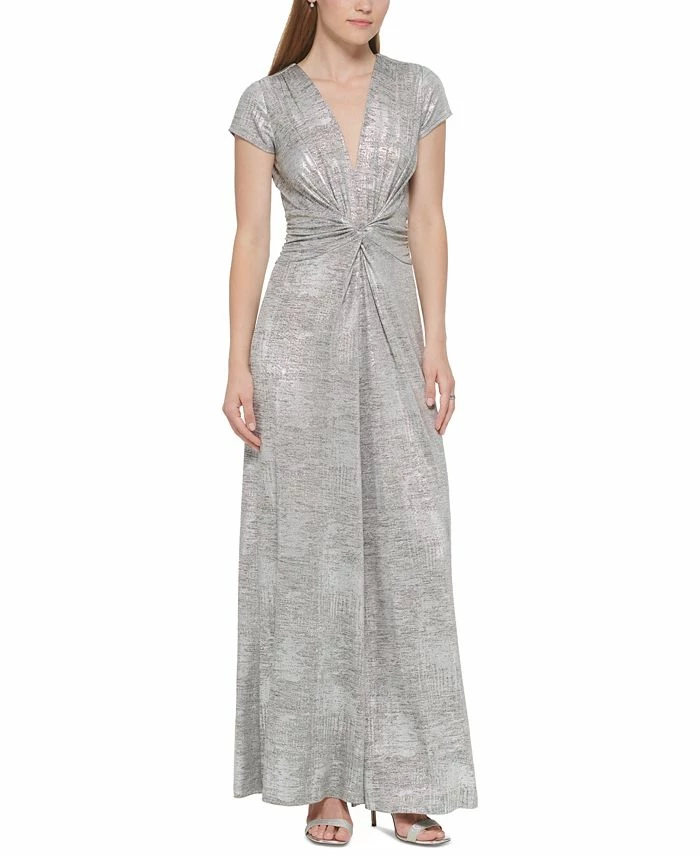 Vince Camuto Women's Metallic Twist-Front Jumpsuit 1 Vince Camuto Women's Metallic Twist-Front Jumpsuit