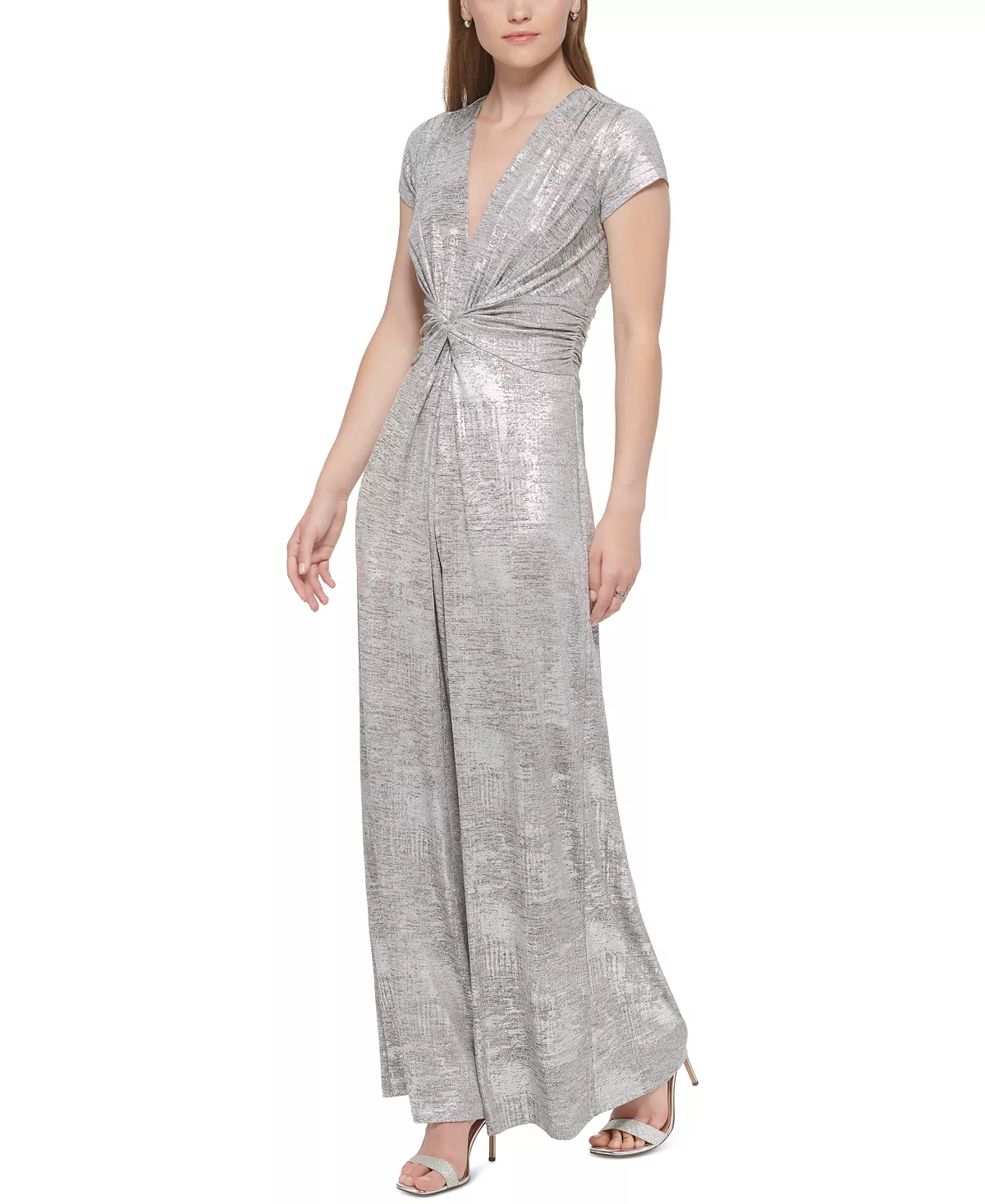 Vince Camuto Women's Metallic Twist-Front Jumpsuit 3 Vince Camuto Women's Metallic Twist-Front Jumpsuit - Image 3