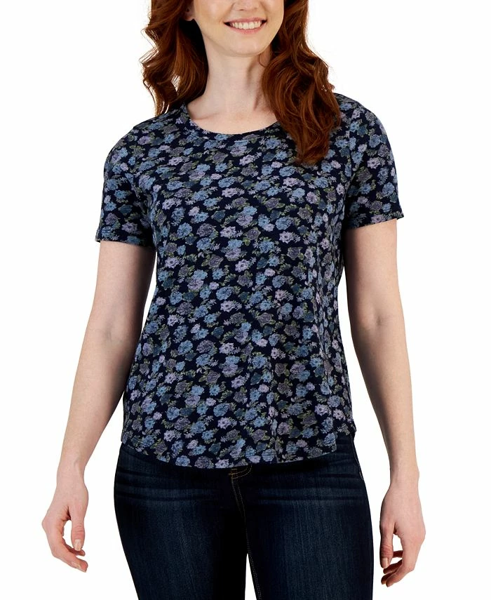 Style & Co Women's Printed Short-Sleeve Scoop-neck T-Shirt, Created For Macy's 1 Style & Co Women's Printed Short-Sleeve Scoop-neck T-Shirt, Created For Macy's