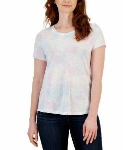 Style & Co Women's Tie Dye Print Short-Sleeve Scoop-neck T-Shirt, Created For Macy's