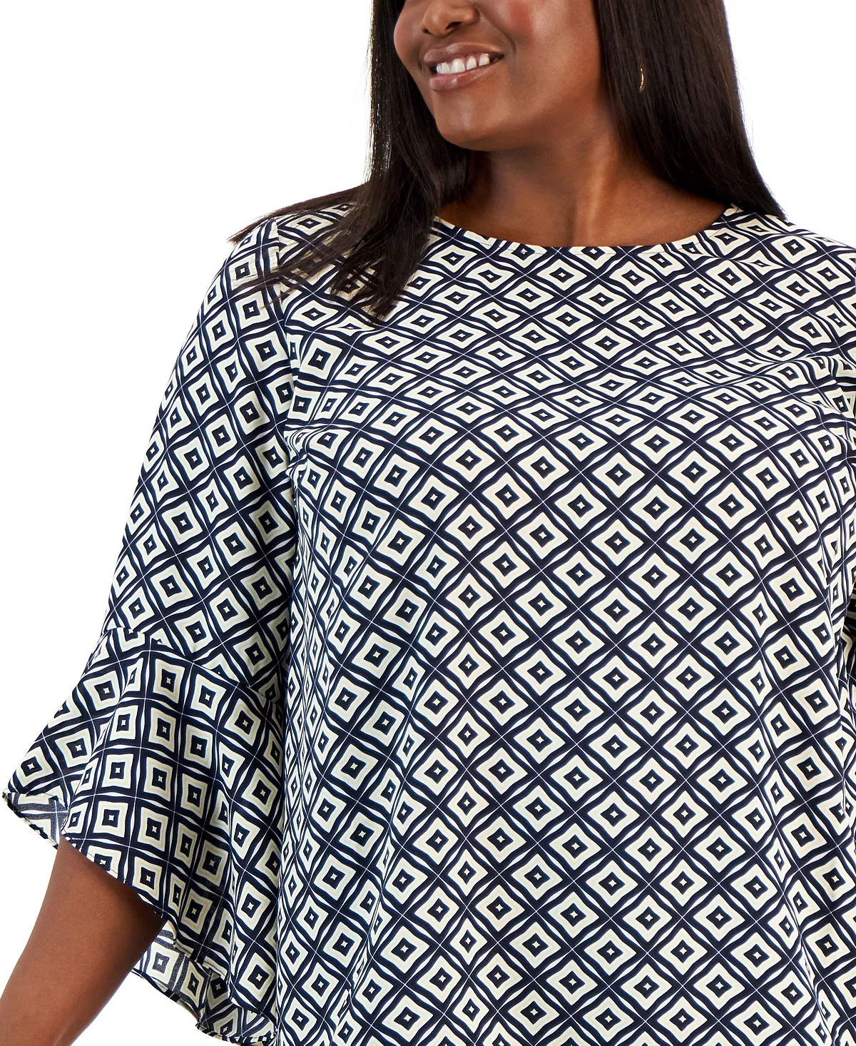 Kasper Plus Size Printed Flared 3/4-Sleeve Blouse 5 Kasper Plus Size Printed Flared 3/4-Sleeve Blouse - Image 5