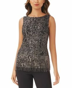 Adrianna Papell Women's Beaded Sleeveless Boat-Neck Top