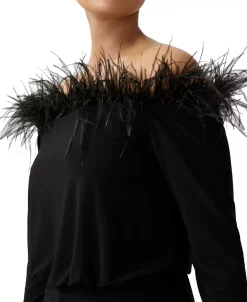 Adrianna Papell Women's Feather-Trim Wide-Leg Jumpsuit -VINCE CAMUTO Shop 23034309 fpx