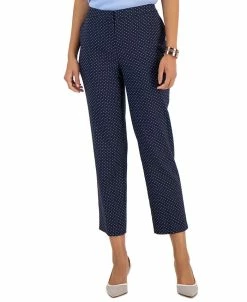 Kasper Women's Stretch-Jacquard Polka-Dot Straight-Leg Cropped Pants