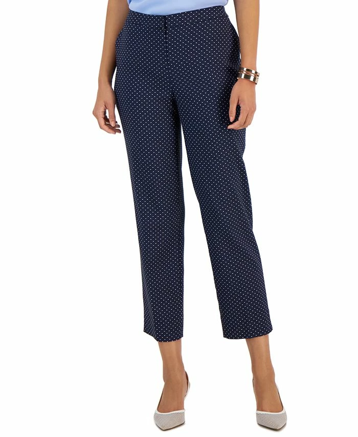 Kasper Women's Stretch-Jacquard Polka-Dot Straight-Leg Cropped Pants 1 Kasper Women's Stretch-Jacquard Polka-Dot Straight-Leg Cropped Pants