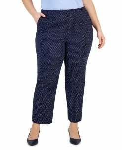 Kasper Plus Size Dot-Print Jacquard Ankle Pants