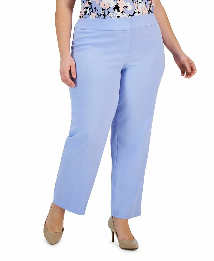 Kasper Plus Size Stretch Crepe Mid-Rise Ankle Pants 1 Kasper Plus Size Stretch Crepe Mid-Rise Ankle Pants