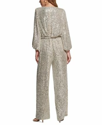 Vince Camuto Women's Jewel-Neck Tie-Waist Sequin Jumpsuit 2 Vince Camuto Women's Jewel-Neck Tie-Waist Sequin Jumpsuit - Image 2
