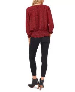 Vince Camuto Printed Smocked-Hem Peasant Top -VINCE CAMUTO Shop 23101371 fpx