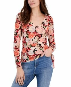 INC International Concepts Women's Printed Mesh Side-Tie Top, Created For Macy's