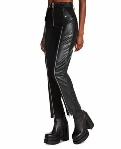 Steve Madden Women's Carson Mixed-Media Zipper-Trim Pants -VINCE CAMUTO Shop 23136867 fpx