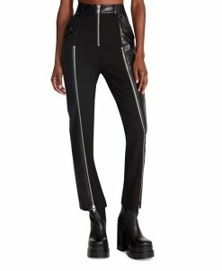 Steve Madden Women's Carson Mixed-Media Zipper-Trim Pants