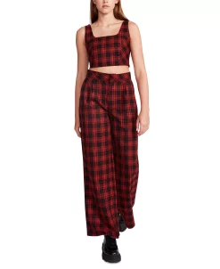 Steve Madden Women's Isabella Plaid Wide-Leg Pants -VINCE CAMUTO Shop 23136874 fpx