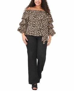 Vince Camuto Plus Size Leopard-Print Off-The-Shoulder Top -VINCE CAMUTO Shop 23149292 fpx