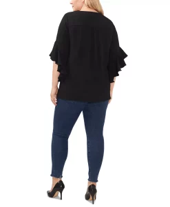 Vince Camuto Plus Size V-Neck Flutter Sleeve Crossover Hem Top -VINCE CAMUTO Shop 23149479 fpx