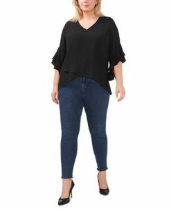 Vince Camuto Plus Size V-Neck Flutter Sleeve Crossover Hem Top -VINCE CAMUTO Shop 23149481 fpx